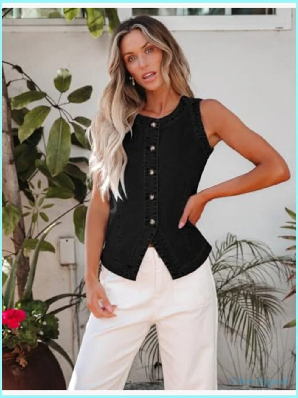Denim Vest Top Sleeveless Button Down Casual Summer Western Waistcoat